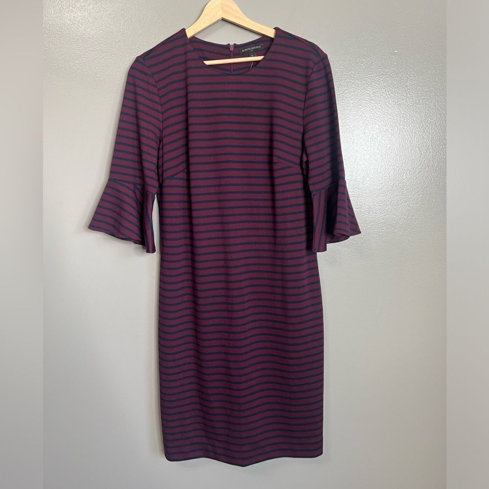 Banana Republic‎ Factory striped dress career wear office preppy modest size 14